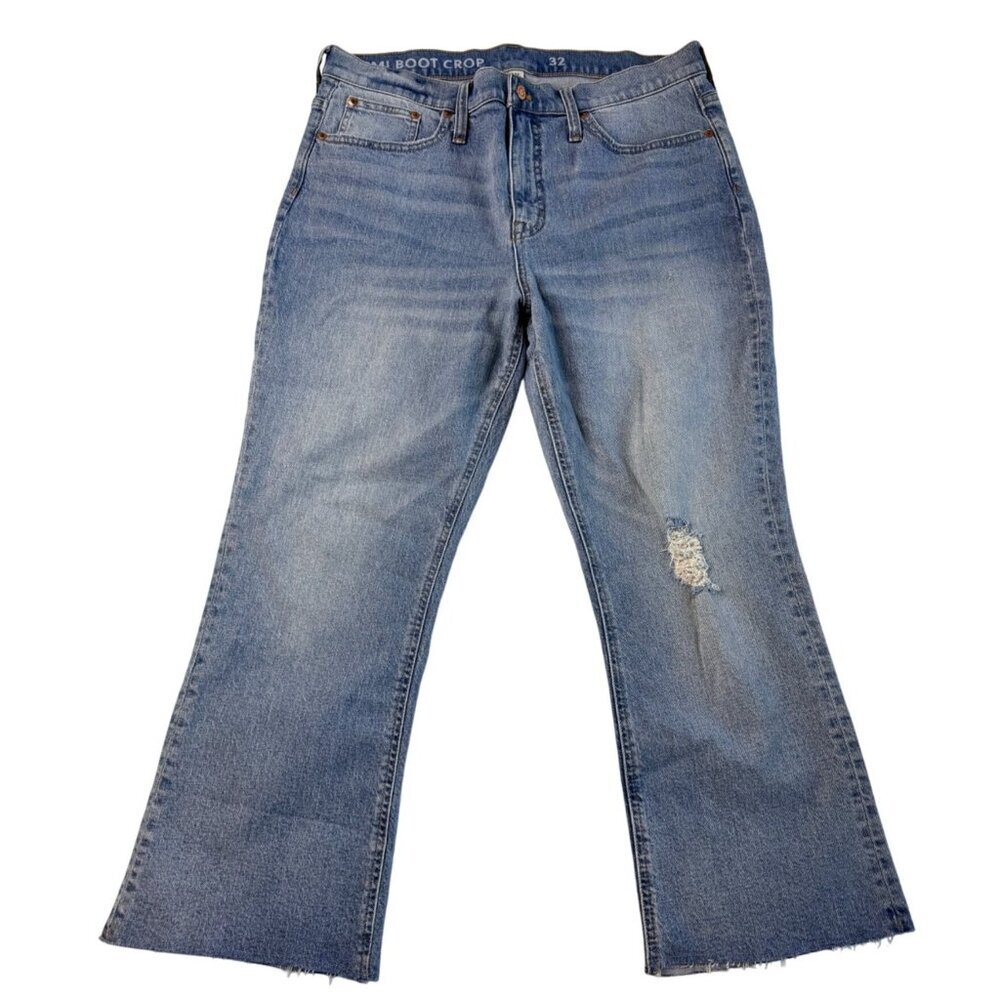 J.Crew Womens Billie Demi Boot Crop Jeans High Rise Distressed SZ 32